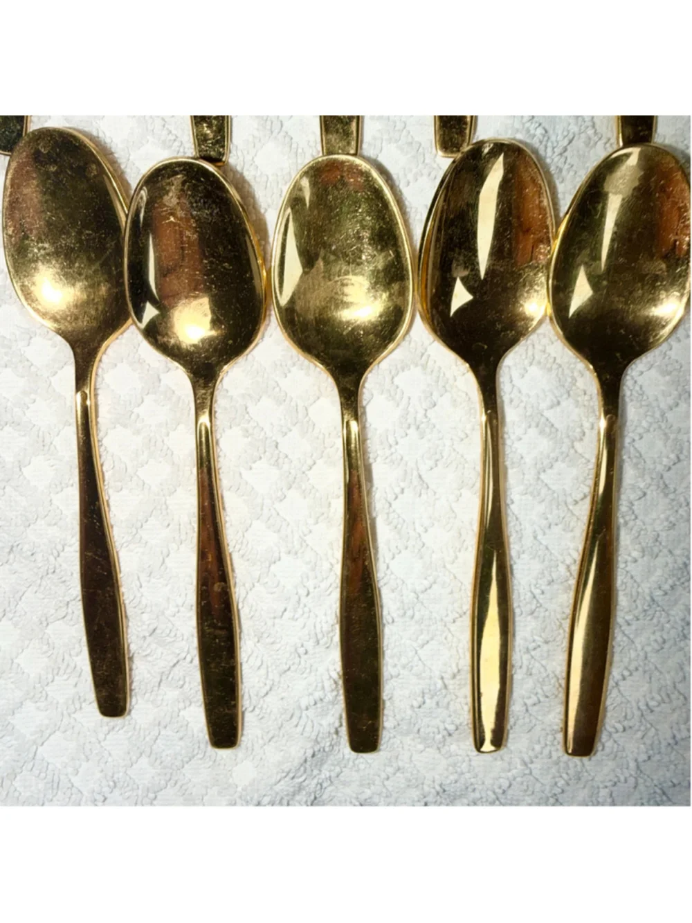 Rogers Cutlery Co Stainless Steel USA Gold Tone Teaspoons Lot of 11